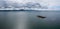 Panorama view of the historic Fenit Lighthouse on Little Samphire Island in Tralee Bay