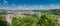 Panorama view of the historic Swiss city of Fribourg with its old town and many bridges and cathedral