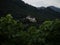 Panorama view of idyllic charming rural remote historic medieval hilltop castle Schloss Vaduz Liechtenstein alps Europe