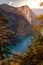 Panorama view of Idyllic Konigssee, a beautiful alpine lake in Bavaria