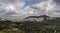 Panorama view of the idyllic whitewashed Andalusian town of Gaucin in the Sierra del Hacho mountains