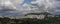 Panorama view of the idyllic whitewashed Andalusian town of Gaucin in the Sierra del Hacho mountains