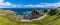 A panorama view of  the impressive rocky shoreline at Portknockie, Scotland