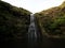 Panorama view of Karekare waterfall river lake pond green nature landscape in Waitakere Ranges West Auckland New Zealand