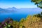 Panorama view of the lake Atitlan and volcanos  in the highlands of Guatemala