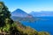 Panorama view of the lake Atitlan and volcanos  in the highlands of Guatemala