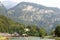 Panorama view of lake Königssee with mountains and boathouses in Berchtesgaden, Germany