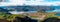 Panorama view, Lake Wanaka in autumn. View from Diamond lake track, Mt aspiring, Wanaka, New Zealand. I