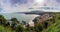 Panorama view of Lastres village on the coast of Asturias in northern Spain