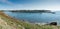 Panorama view of Le Conquet and the harbor and port on the coast of Brittany