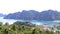 panorama view between limestone rocks turquoise water on the viewpoint Koh Phi Phi Don Thailand