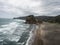 Panorama view of Lion Rock on Piha Beach Tasman Sea coast West Auckland Waitakere Ranges North Island New Zealand