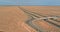 Panorama view of long desert highway in mountains Arizona street road