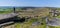 A panorama view looking along the Stanage Edge escarpment in the Peak District, UK