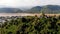 Panorama view of Luang Prabang Laos. top Phou Si, the hill that dominates city, popular location for sunrise sunset