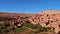 Panorama view of majestic Moorish ksar Ait Benhaddou with historic loam buildings located on the foothills of the Atlas.