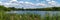 Panorama view of the Max-Eyth lake in Stuttgart on a beautiful summer day