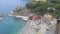 Panorama view of Monterosso al Mare village one of Cinque Terre in La Spezia, Italy. The view opens onto the peninsula, beach, sea