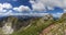 Panorama view from mountain Hochiss to Rofan mountains in Tyrol, Austria