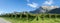 Panorama view of mountain landscape and Pinot Noir vineyards in the Swiss Alps