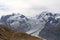 Panorama view with mountain massif Monte Rosa in Pennine Alps in Switzerland