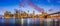 Panorama view of New York City downtown skyline at night