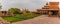 A panorama view of the northern side of the abandoned temple complex at Fathepur Sikri, India at sunset