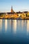 Panorama view with Odra river. Szczecin historical city with architectural layout similar to Paris