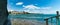 Panorama view of the old city of Konstanz in Germany with a great lakefront view on a beautiful summer day