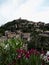 Panorama view of old historic rustic mediterranean village town Deia Serra de Tramuntana Mallorca Balearic Islands Spain