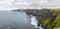 Panorama view over cliff line of the Cliffs of Moher in Ireland