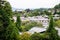 Panorama view over the roofs and pagodas of Miyajima, Japan