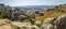 A panorama view over the settlement of Villaneuva de la Concepcion from the Karst landscape of El Torcal near to Antequera, Spain