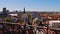 Panorama view over the western historic city center of Copenhagen, Denmark including churche Vor Frue Kirke.