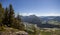 Panorama view from Pendling mountain to Kaiser mountain range in Tyrol, Austria