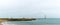 Panorama view of the Phare de Goury lighthouse on the north coast of Normandy in France