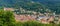 Panorama View from the Philosopher`s Walk on the old town of Heidelberg with the castle, Baden Wuerttemberg, Germany