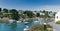 Panorama view of the picturesque Port de Doelan village and harbor in Brittany