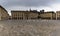 Panorama view of the Place Royal Square in downtown Reims with the statue of Louis XV in Roman garb