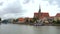 Panorama view of polish city Wroclaw embankment