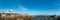 Panorama view of the Pontusval lighthouse on the north coast of Brittany in France