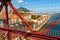 Panorama view of Portugalete with river inside from Vizcaya Bridge