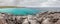 Panorama view of Puerto Chino Beach ,San Cristobal from the rock ,Galapagos,Ecuador