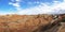 Panorama View of Rainbow Mountains Geological Park. Stripy Zhangye Danxia Landform