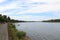 Panorama view of river Rhine Rhein, promenade and cityscape of Bonn, Germany