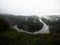 Panorama view of Saarschleife Saar river bend curve turn water gap in Cloef Orscholz Mettlach Saarland Germany Europe