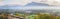 Panorama view on Salzburg and mountain Untersberg from mountain Monchsberg. Austria