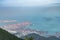 Panorama view of Shenzhen cityscape from top of Wutong Mountain on a sunny day