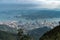 Panorama view of Shenzhen cityscape from top of Wutong Mountain on a sunny day