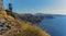 A panorama view from Skaros Rock, Santorini along the southern rim of the caldera